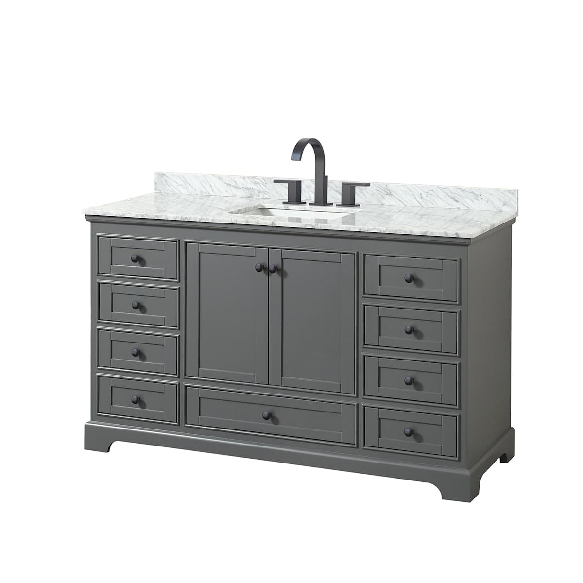 Deborah 60" Free Standing Single Vanity Set with Wood Cabinet and Marble Vanity Top