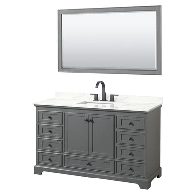 Deborah 60" Free Standing Single Basin Vanity Set with Cabinet, Quartz Vanity Top, and Framed Mirror - image 1