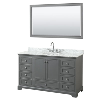 Deborah 60" Free Standing Single Vanity Set with Wood Cabinet, Marble Vanity Top, and Framed Mirror - image 1
