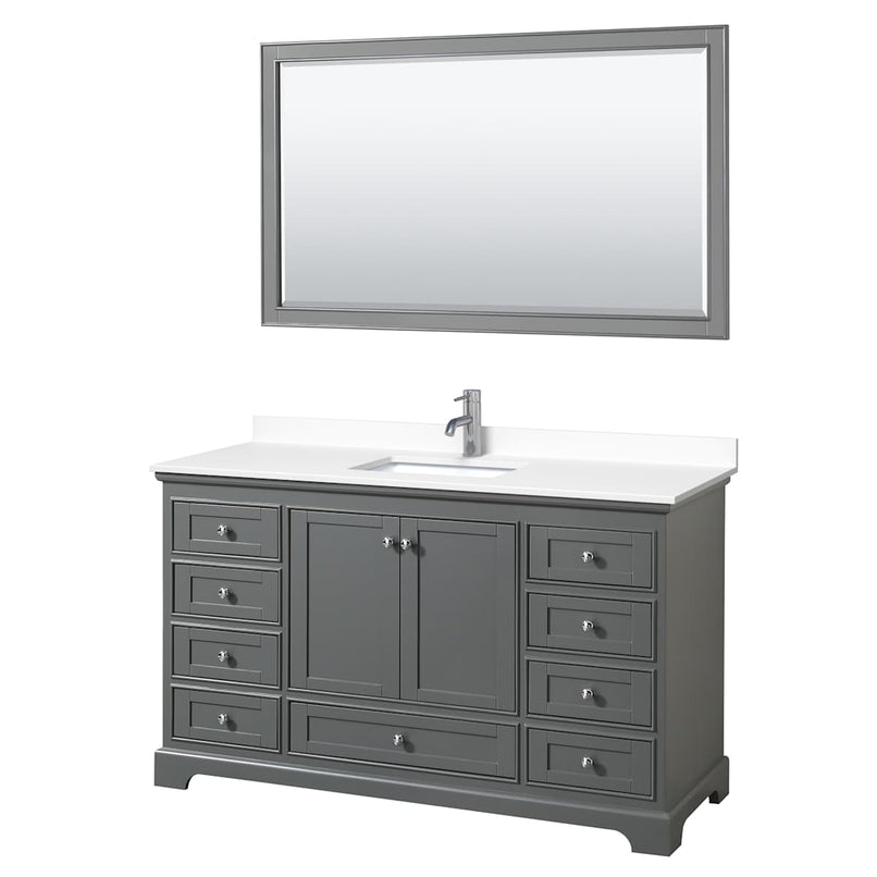Deborah 60" Free Standing Single Basin Vanity Set with Cultured Marble Vanity Top and Framed Mirror - image 1
