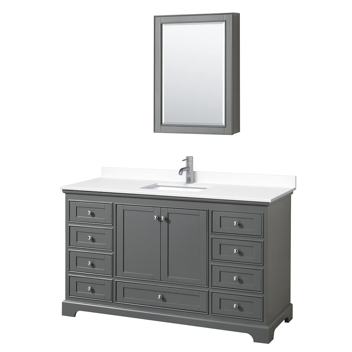 Deborah 60" Free Standing Single Basin Vanity Set with Cultured Marble Vanity Top and Framed Mirror - image 1