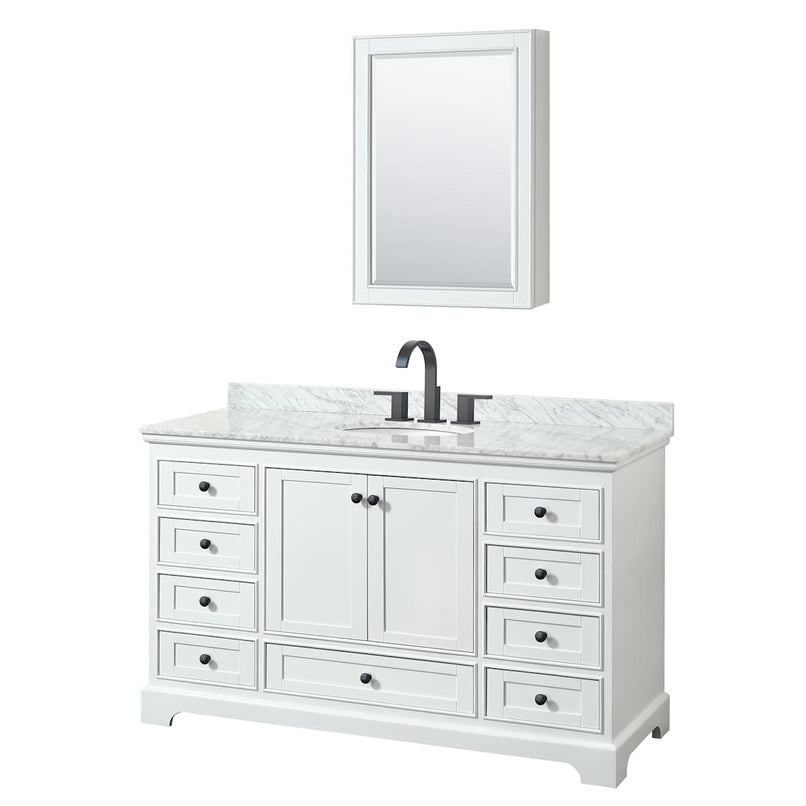 Deborah 60" Free Standing Single Vanity Set with Wood Cabinet, Marble Vanity Top, and Medicine Cabinet - image 1