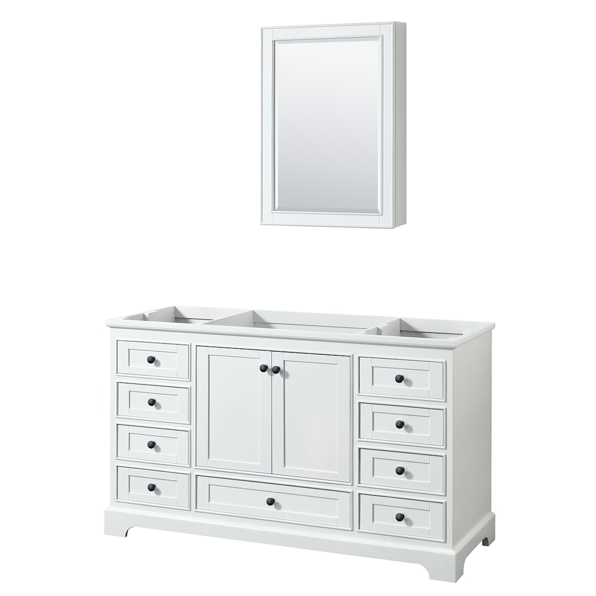 Deborah 59-1/4" Free Standing Single Wood Vanity Cabinet Only with Mirror - Less Vanity Top
