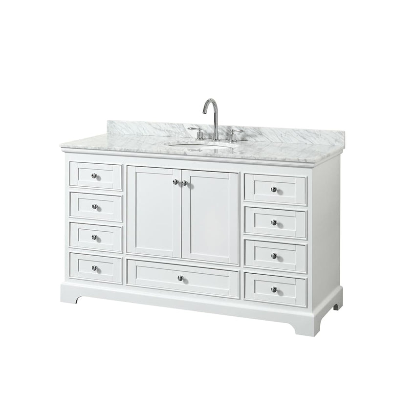 Deborah 60" Free Standing Single Vanity Set with Wood Cabinet and Marble Vanity Top - image 1