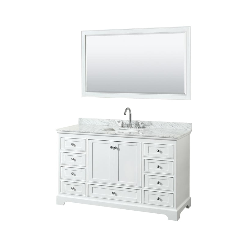 Deborah 60" Free Standing Single Vanity Set with Wood Cabinet, Marble Vanity Top, and Framed Mirror - image 1