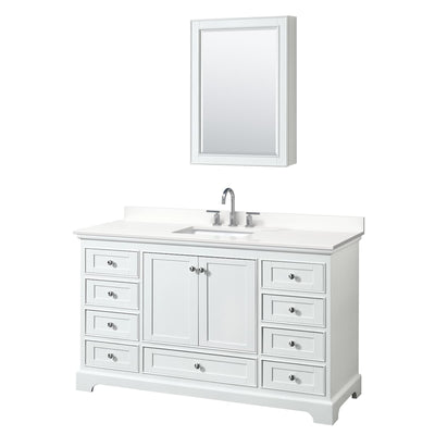 Deborah 60" Free Standing Single Basin Vanity Set with Cabinet, Quartz Vanity Top, and Medicine Cabinet - image 1
