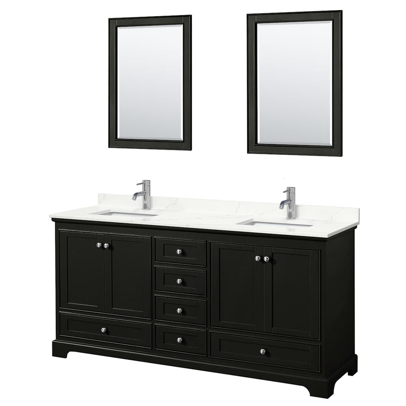 Deborah 72" Free Standing Double Basin Vanity Set with Cabinet, Quartz Vanity Top, and Framed Mirror - image 2