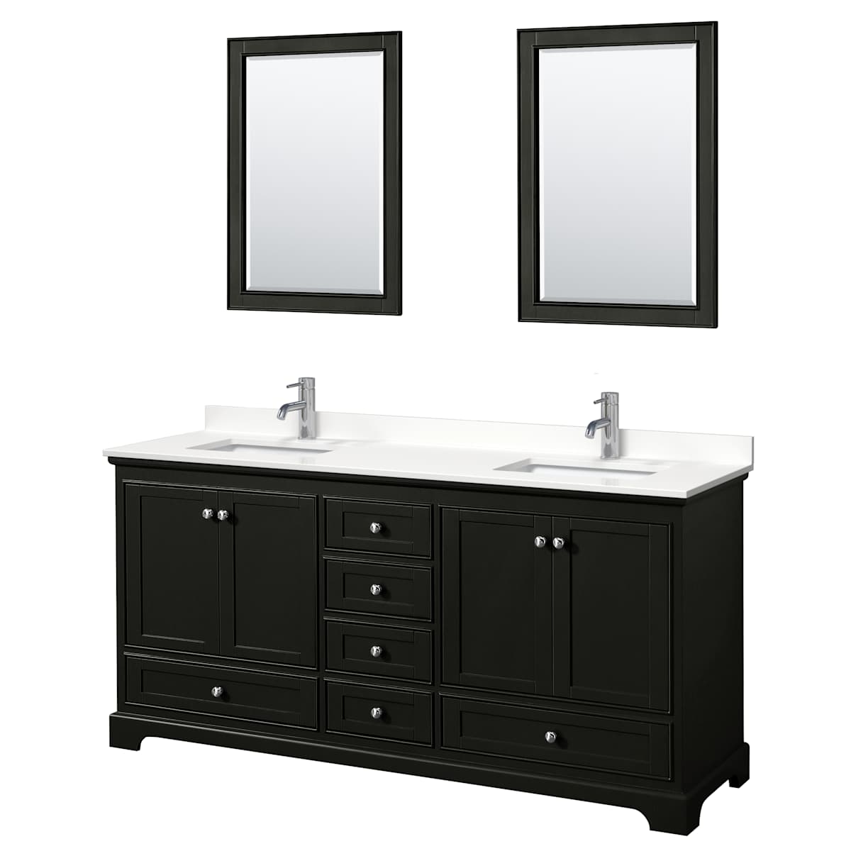 Deborah 72" Free Standing Double Basin Vanity Set with Cabinet, Quartz Vanity Top, and Framed Mirror