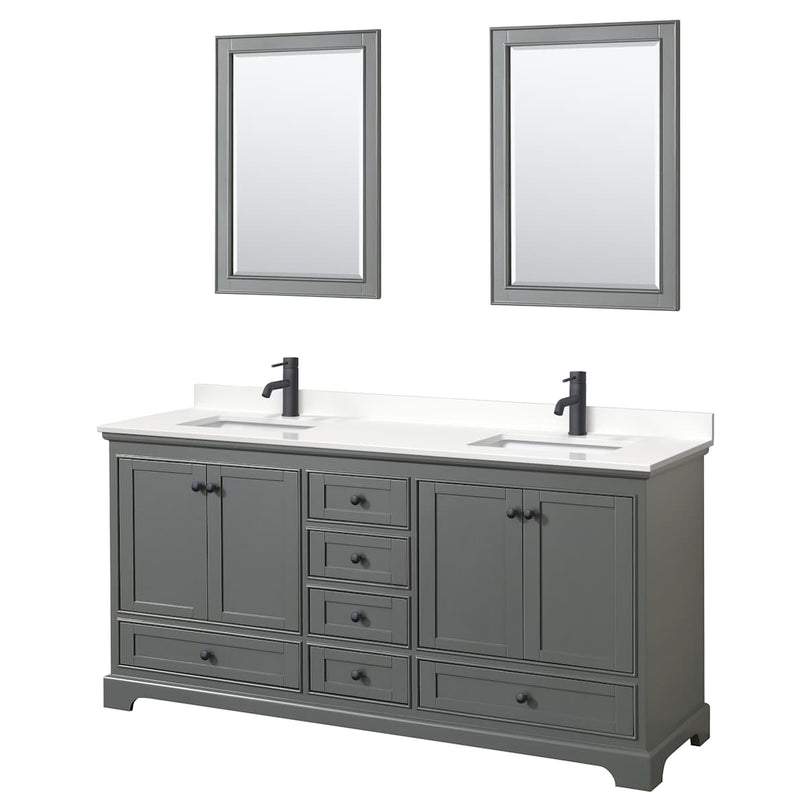 Deborah 72" Free Standing Double Basin Vanity Set with Cabinet, Quartz Vanity Top, and Framed Mirror - image 11