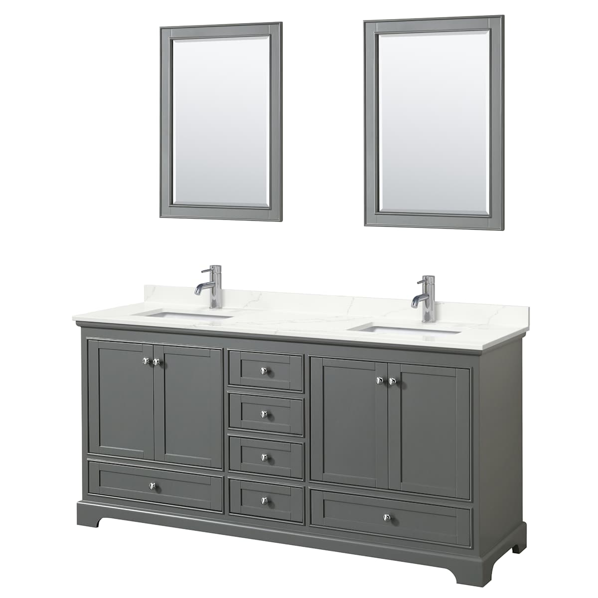 Deborah 72" Free Standing Double Basin Vanity Set with Cabinet, Quartz Vanity Top, and Framed Mirror