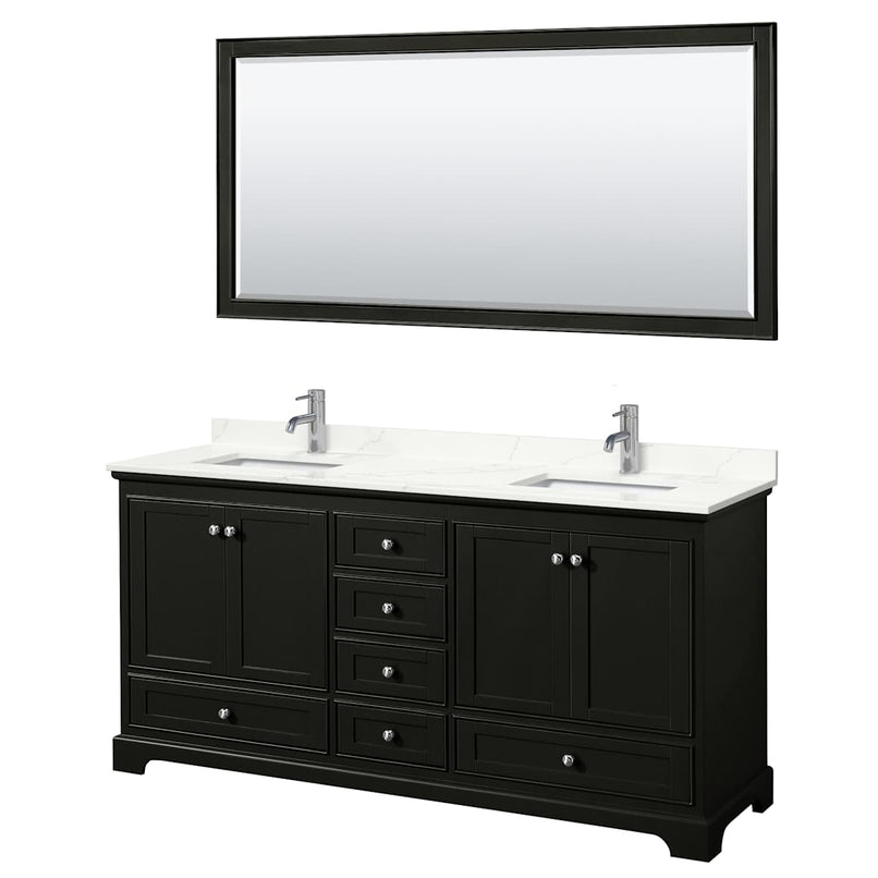 Deborah 72" Free Standing Double Basin Vanity Set with Cabinet, Quartz Vanity Top, and Framed Mirror - image 2