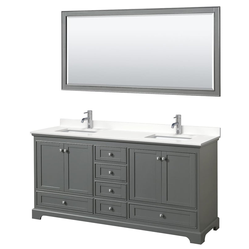 Deborah 72" Free Standing Double Basin Vanity Set with Cabinet, Quartz Vanity Top, and Framed Mirror - image 14