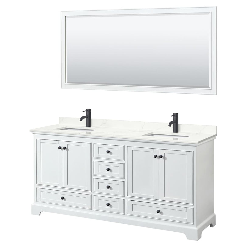 Deborah 72" Free Standing Double Basin Vanity Set with Cabinet, Quartz Vanity Top, and Framed Mirror - image 15