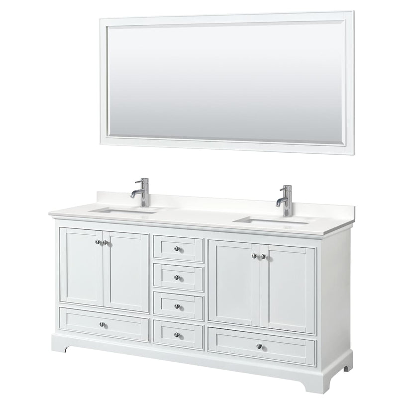 Deborah 72" Free Standing Double Basin Vanity Set with Cabinet, Quartz Vanity Top, and Framed Mirror - image 21