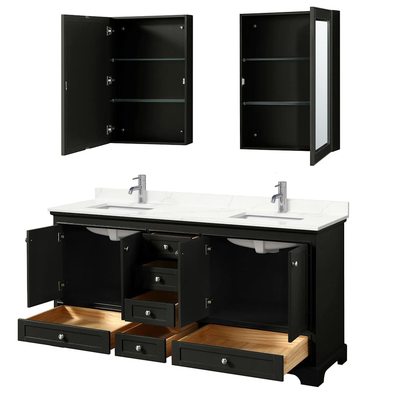 Deborah 72" Free Standing Double Basin Vanity Set with Cabinet, Quartz Vanity Top, and Medicine Cabinet - image 3