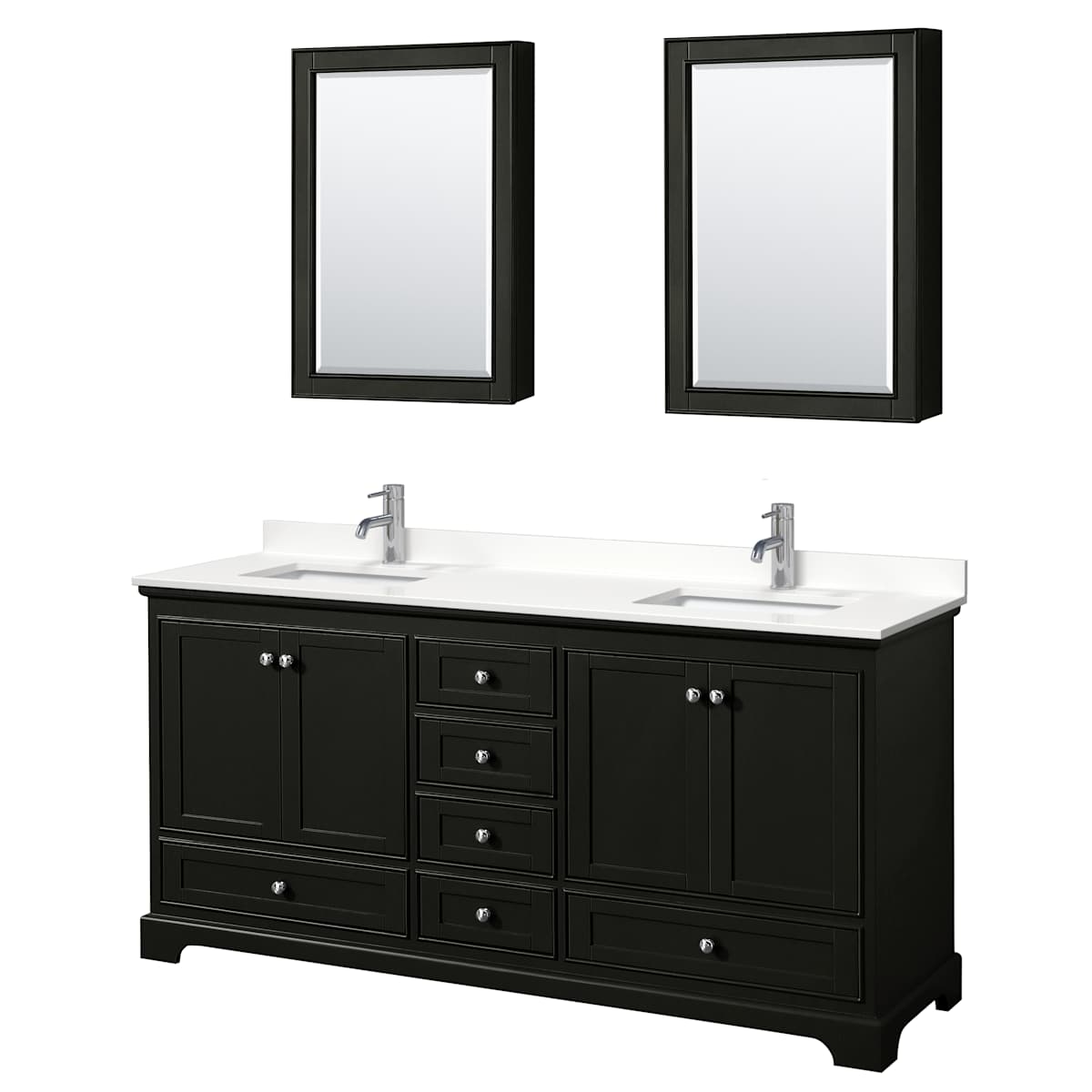 Deborah 72" Free Standing Double Basin Vanity Set with Cabinet, Quartz Vanity Top, and Medicine Cabinet