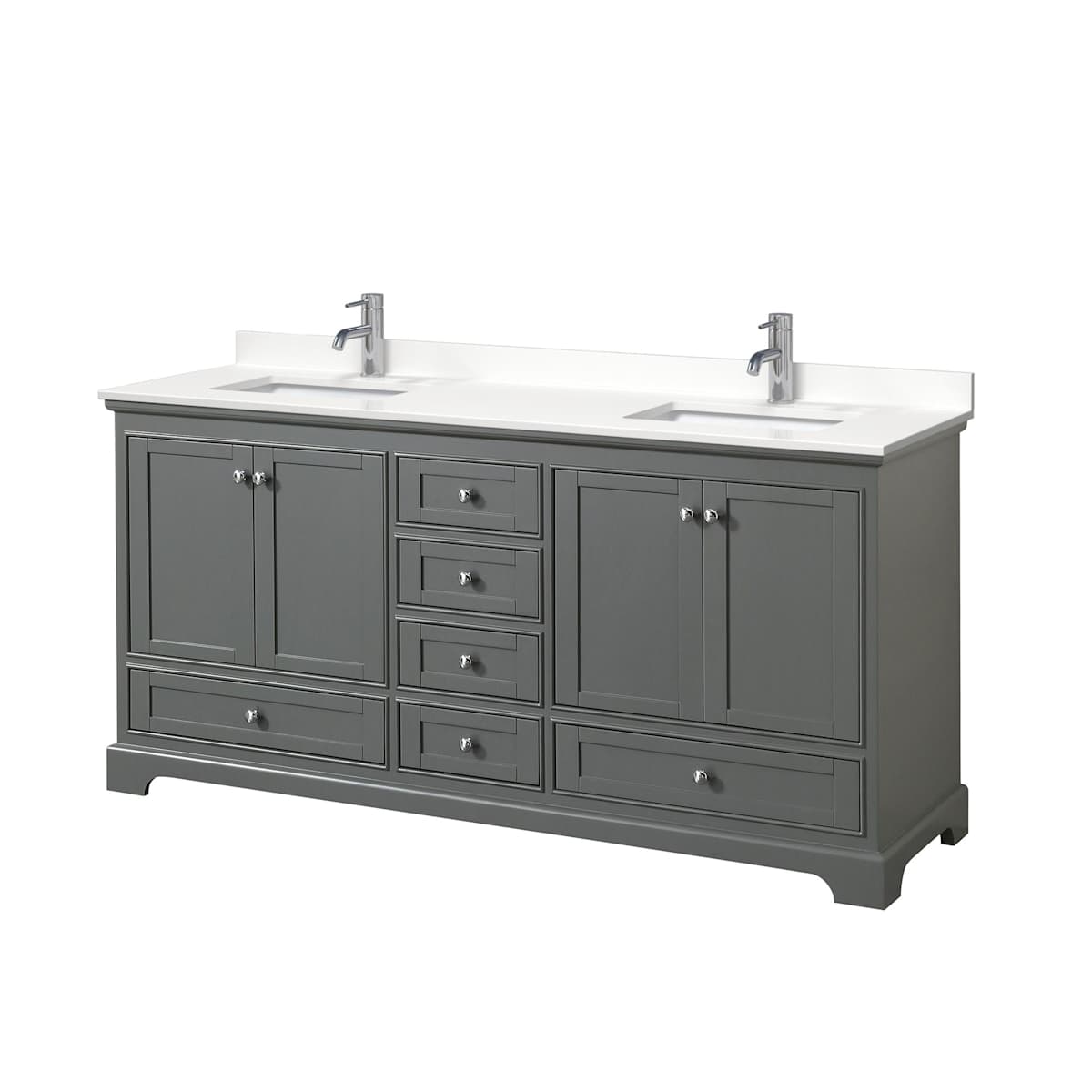 Deborah 72" Free Standing Double Basin Vanity Set with Cabinet and Quartz Vanity Top