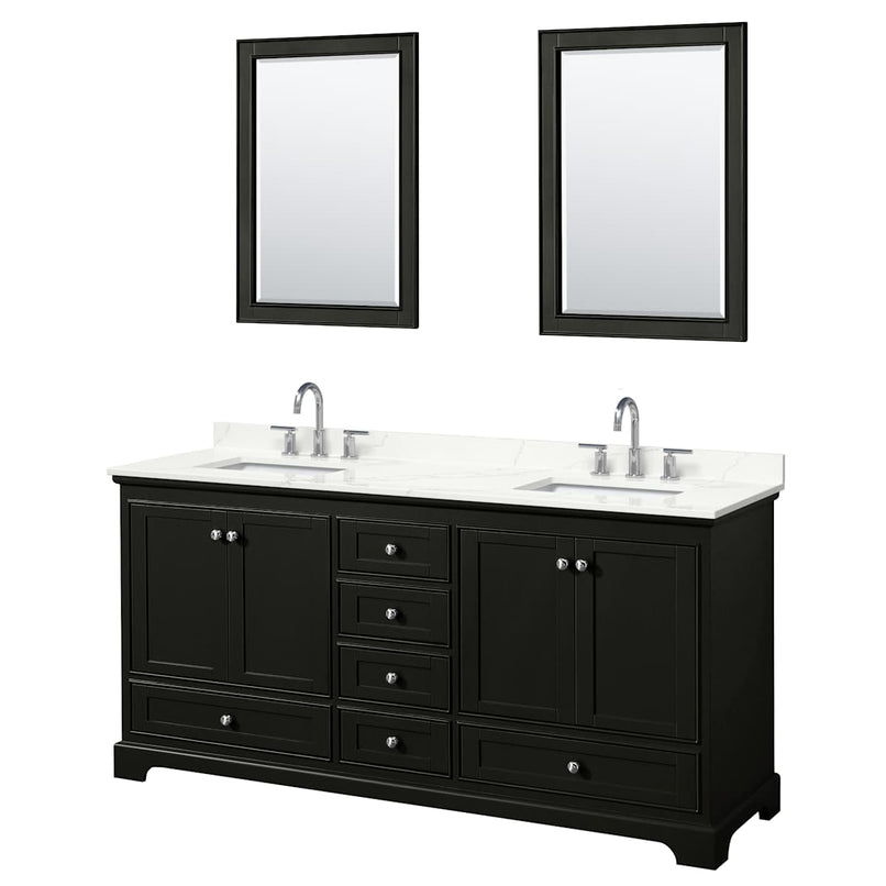 Deborah 72" Free Standing Double Basin Vanity Set with Cabinet, Quartz Vanity Top, and Framed Mirror - image 2