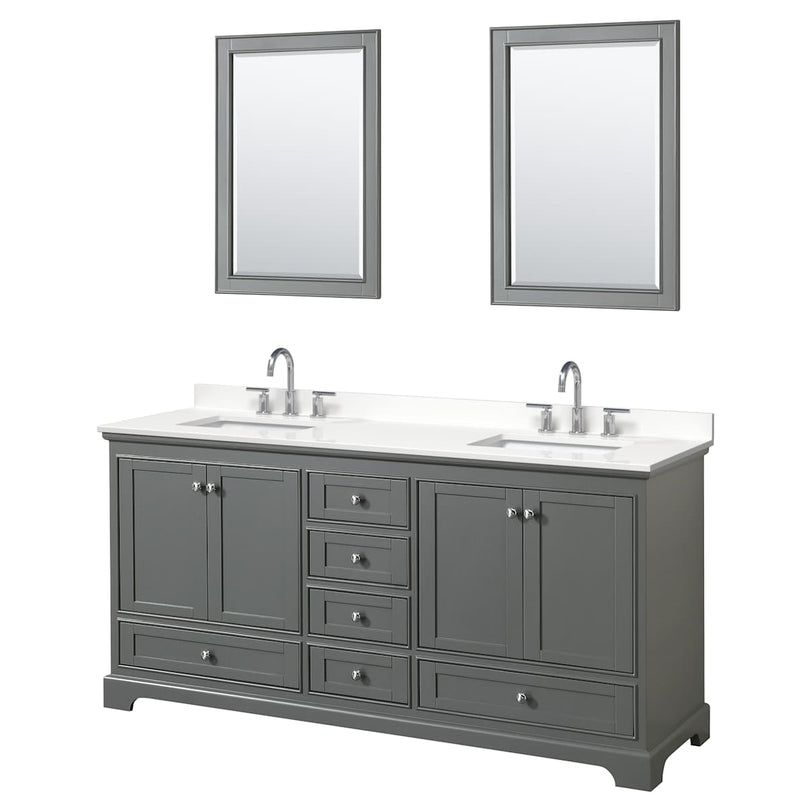 Deborah 72" Free Standing Double Basin Vanity Set with Cabinet, Quartz Vanity Top, and Framed Mirror - image 14