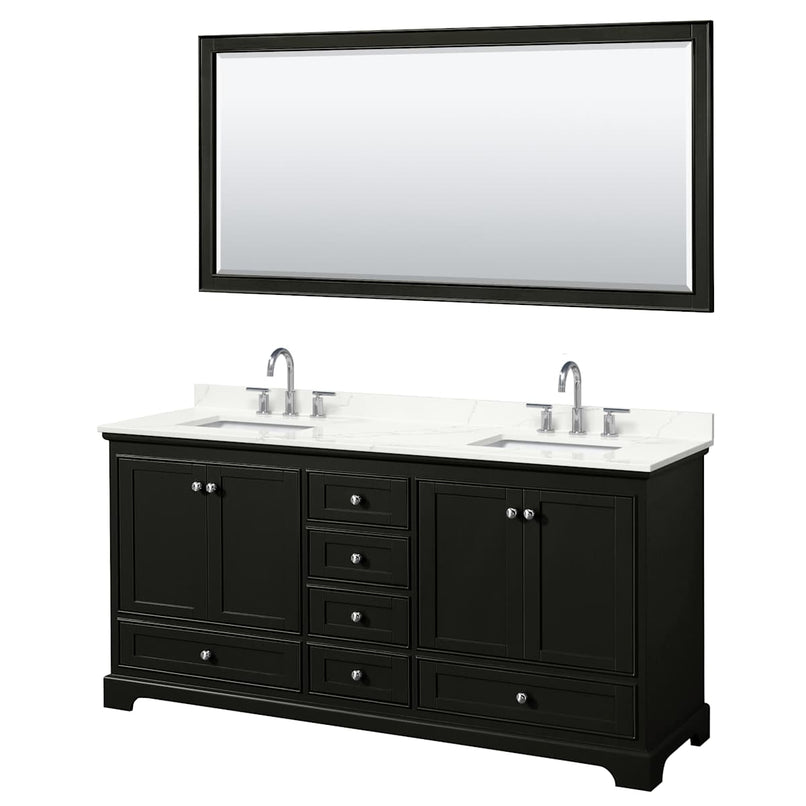 Deborah 72" Free Standing Double Basin Vanity Set with Cabinet, Quartz Vanity Top, and Framed Mirror - image 2