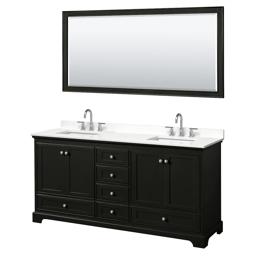 Deborah 72" Free Standing Double Basin Vanity Set with Cabinet, Quartz Vanity Top, and Framed Mirror - image 9