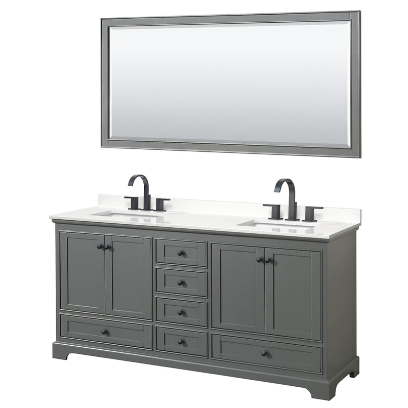 Deborah 72" Free Standing Double Basin Vanity Set with Cabinet, Quartz Vanity Top, and Framed Mirror - image 12
