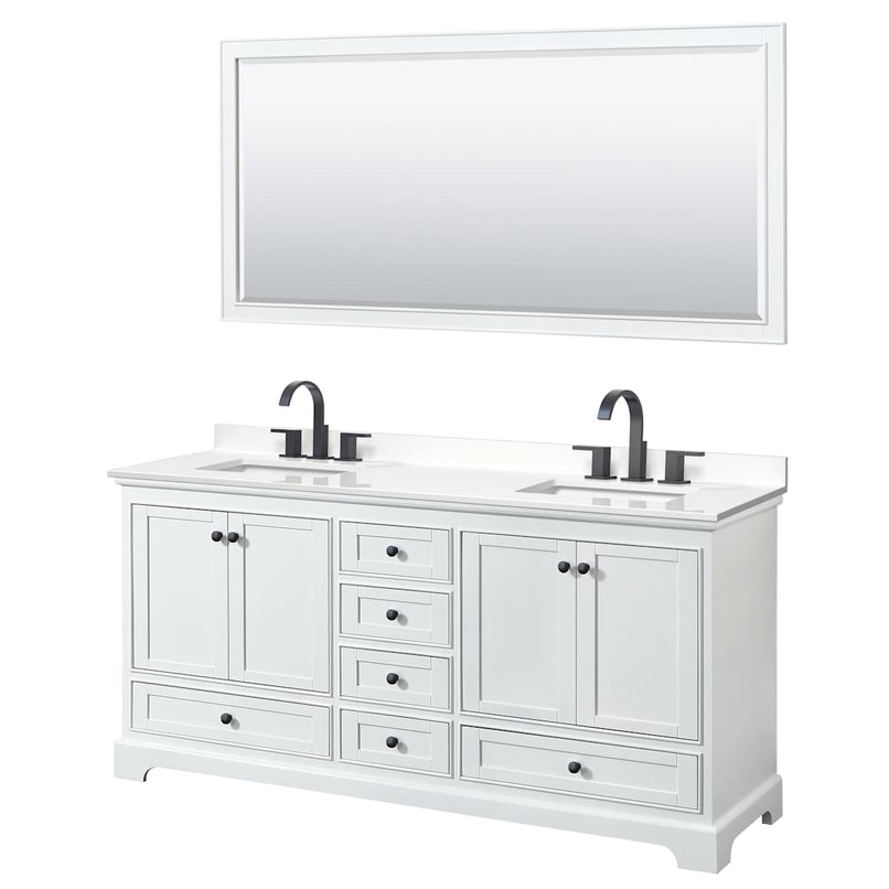 Deborah 72" Free Standing Double Basin Vanity Set with Cabinet, Quartz Vanity Top, and Framed Mirror - image 17