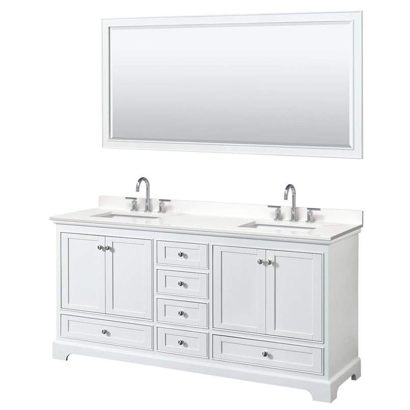 Deborah 72" Free Standing Double Basin Vanity Set with Cabinet, Quartz Vanity Top, and Framed Mirror - image 21