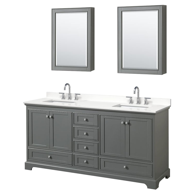 Deborah 72" Free Standing Double Basin Vanity Set with Cabinet, Quartz Vanity Top, and Medicine Cabinet - image 14