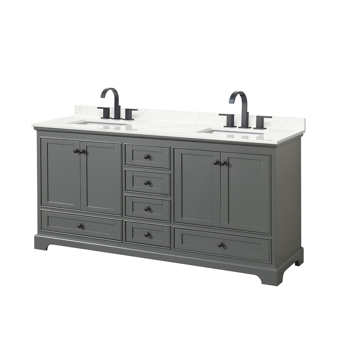 Deborah 72" Free Standing Double Basin Vanity Set with Cabinet and Quartz Vanity Top