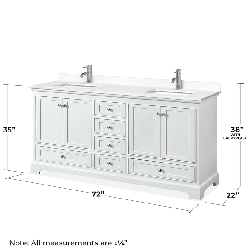 Deborah 72" Free Standing Double Basin Vanity Set with Cultured Marble Vanity Top and Framed Mirror - image 7
