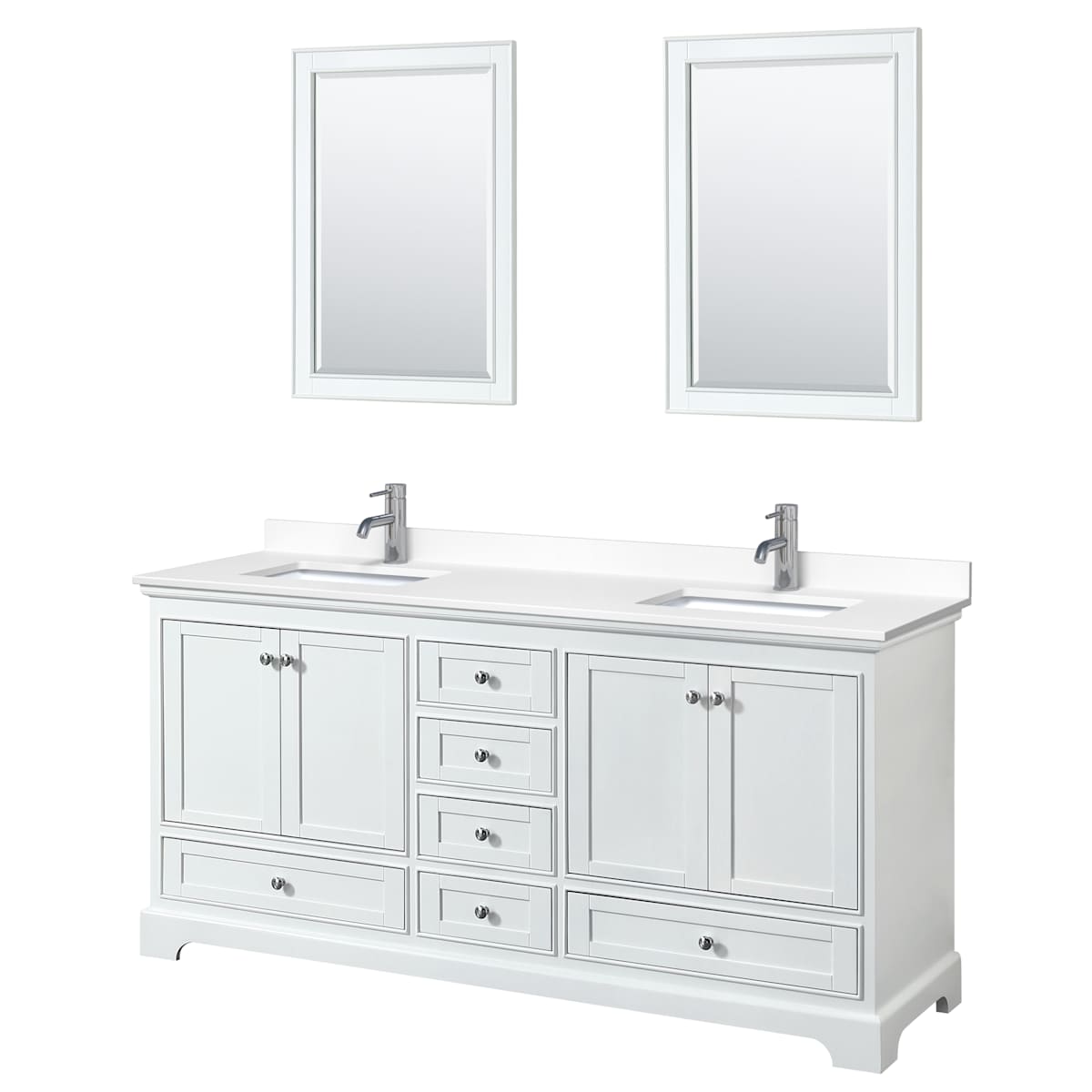Deborah 72" Free Standing Double Basin Vanity Set with Cultured Marble Vanity Top and Framed Mirror