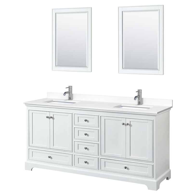 Deborah 72" Free Standing Double Basin Vanity Set with Cultured Marble Vanity Top and Framed Mirror - image 9