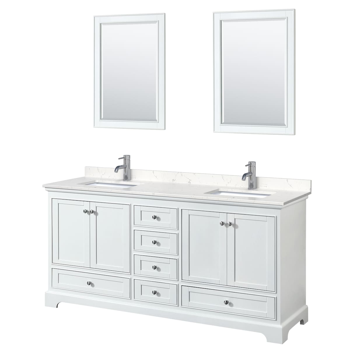 Deborah 72" Free Standing Double Basin Vanity Set with Cultured Marble Vanity Top and Framed Mirror