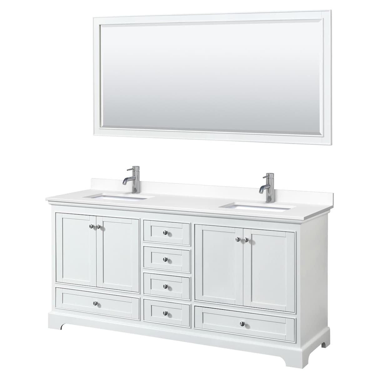 Deborah 72" Free Standing Double Basin Vanity Set with Cultured Marble Vanity Top and Framed Mirror - image 8
