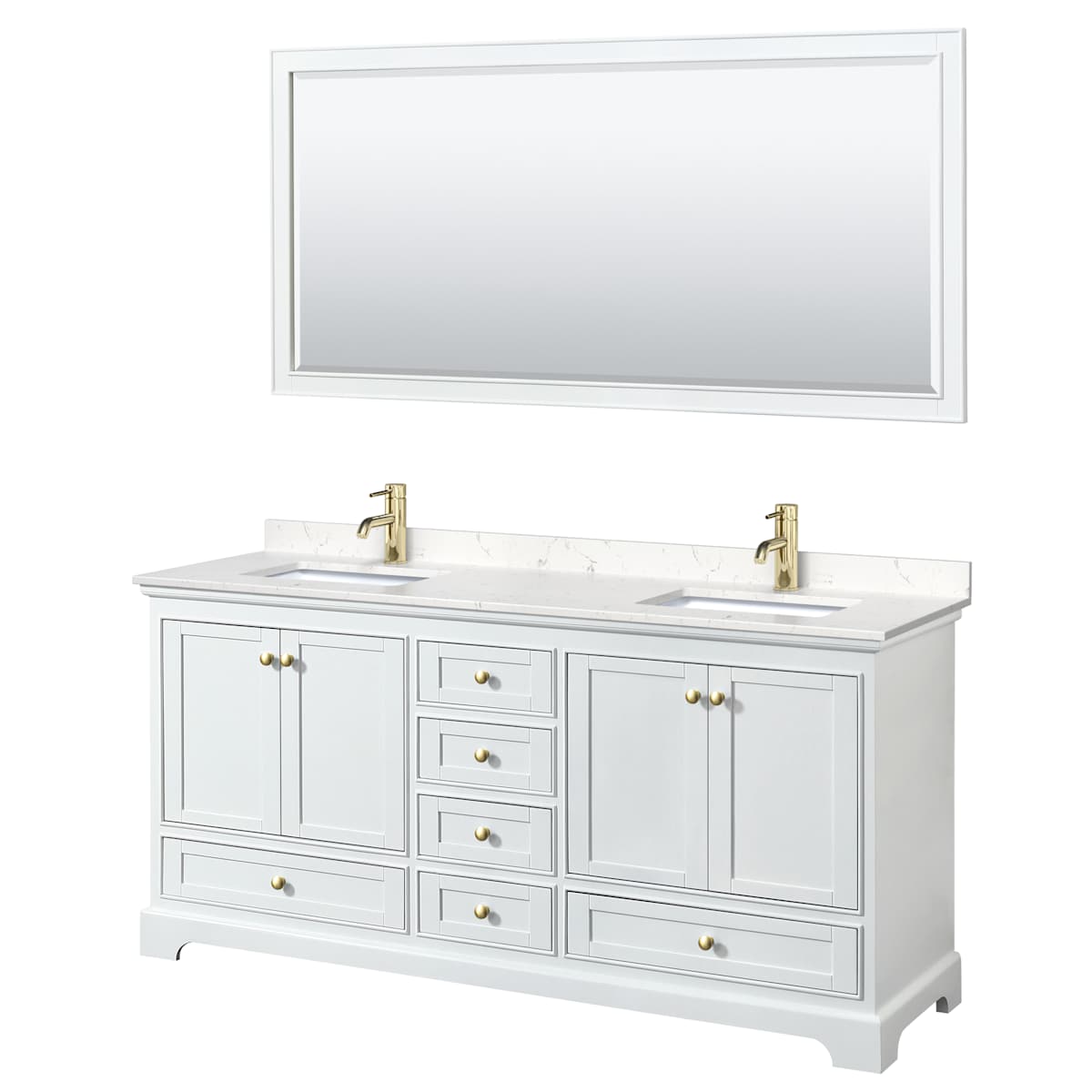 Deborah 72" Free Standing Double Basin Vanity Set with Cultured Marble Vanity Top and Framed Mirror