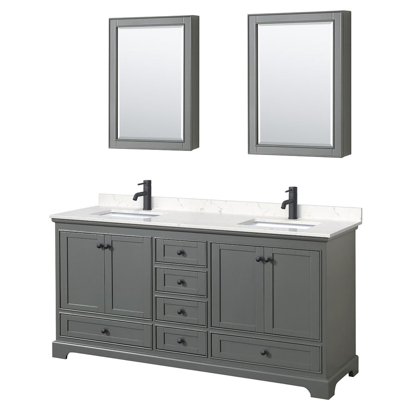 Deborah 72" Free Standing Double Basin Vanity Set with Cultured Marble Vanity Top and Framed Mirror - image 2