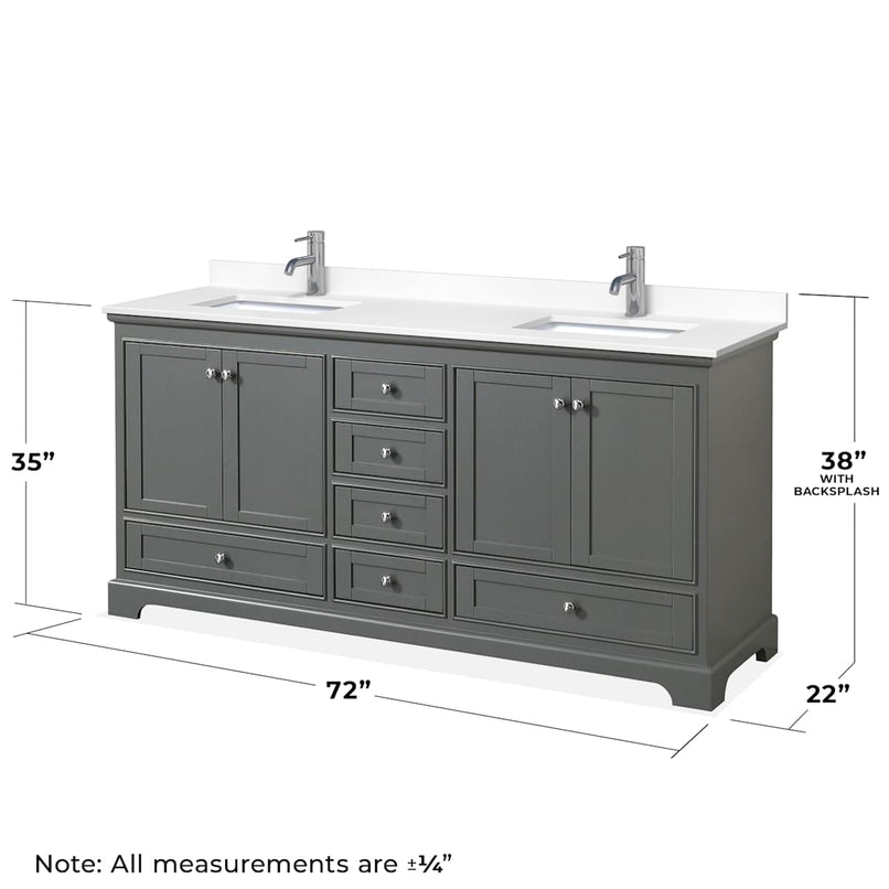 Deborah 72" Free Standing Double Basin Vanity Set with Cultured Marble Vanity Top and Framed Mirror - image 8