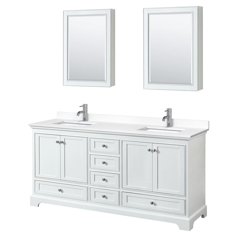 Deborah 72" Free Standing Double Basin Vanity Set with Cultured Marble Vanity Top and Framed Mirror - image 9