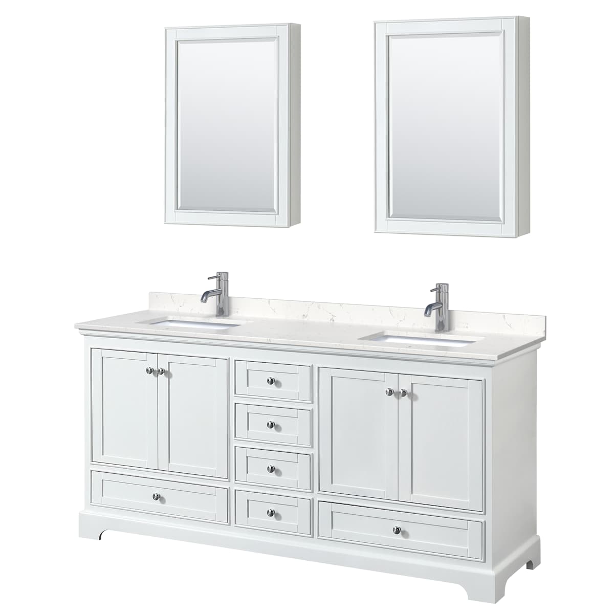 Deborah 72" Free Standing Double Basin Vanity Set with Cultured Marble Vanity Top and Framed Mirror - image 11