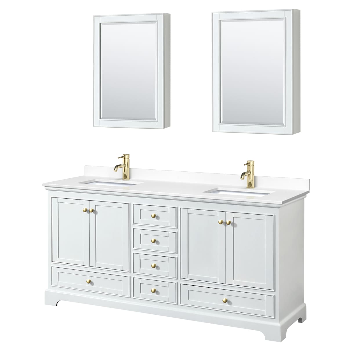 Deborah 72" Free Standing Double Basin Vanity Set with Cultured Marble Vanity Top and Framed Mirror