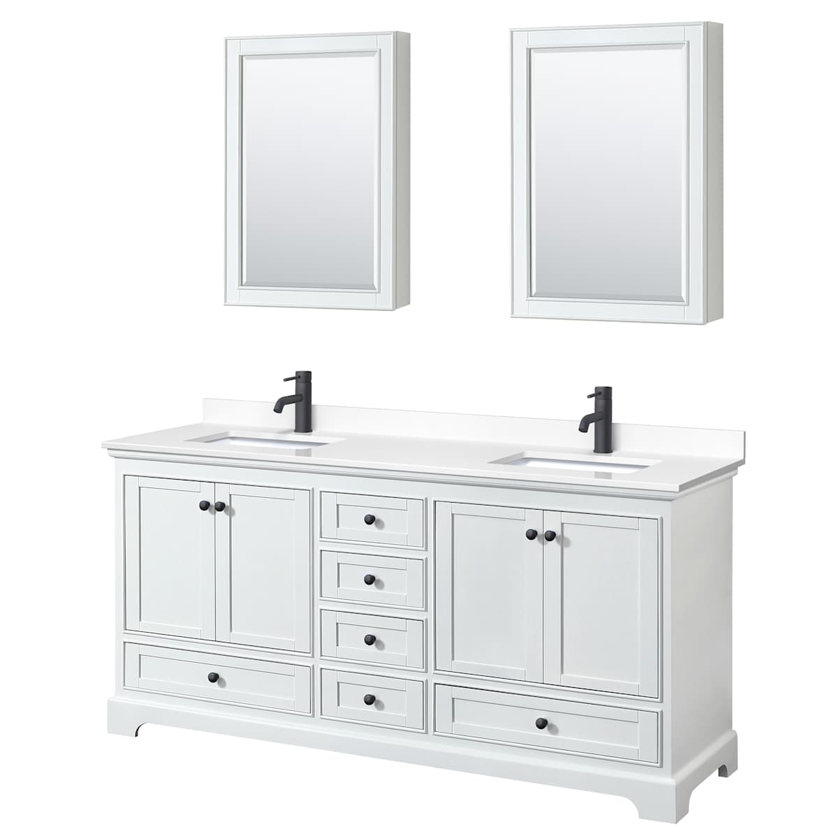 Deborah 72" Free Standing Double Basin Vanity Set with Cultured Marble Vanity Top and Framed Mirror - image 14