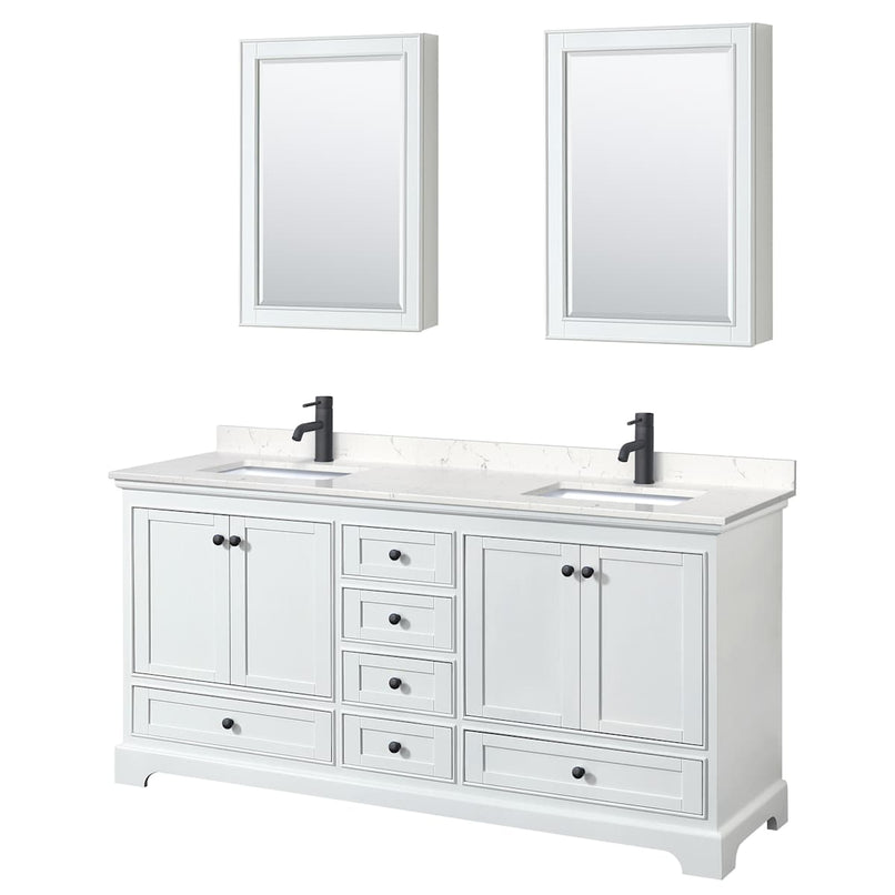 Deborah 72" Free Standing Double Basin Vanity Set with Cultured Marble Vanity Top and Framed Mirror - image 15