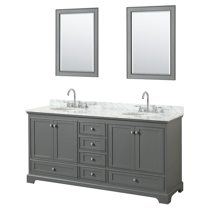 Deborah 72" Free Standing Double Vanity Set with Wood Cabinet, Marble Vanity Top, and Framed Mirror - image 11