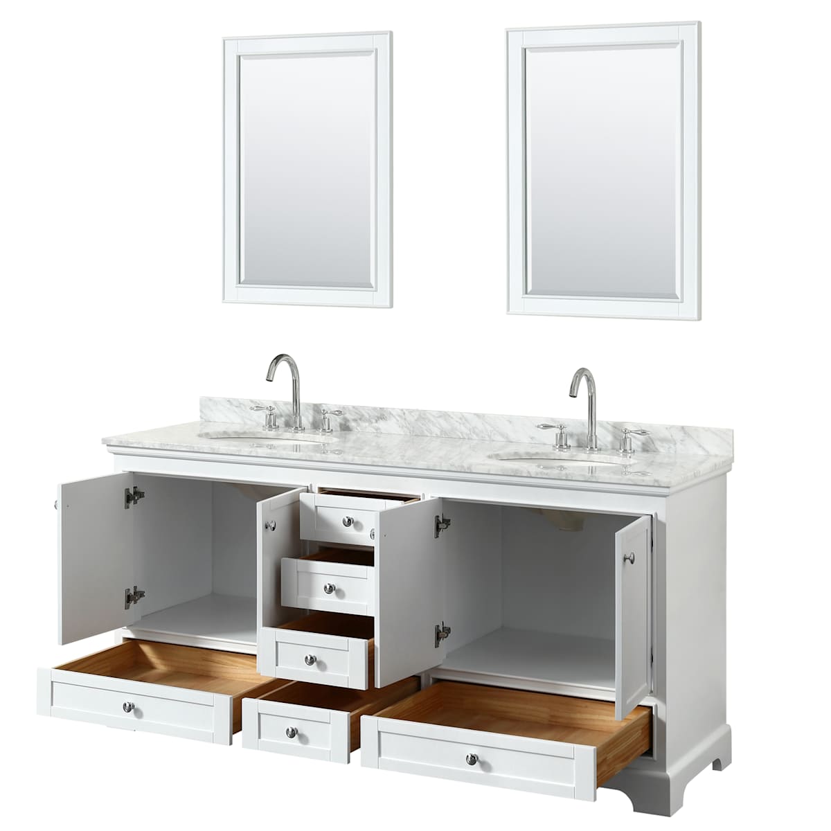 Deborah 72" Free Standing Double Vanity Set with Wood Cabinet, Marble Vanity Top, and Framed Mirror - image 16