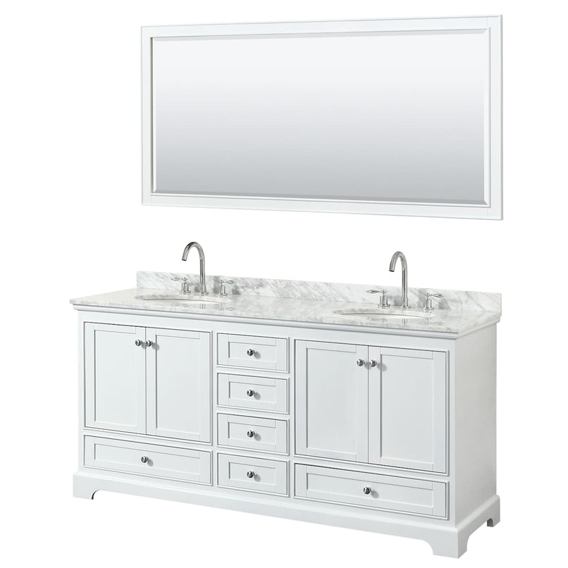 Deborah 72" Free Standing Double Vanity Set with Wood Cabinet, Marble Vanity Top, and Framed Mirror - image 8