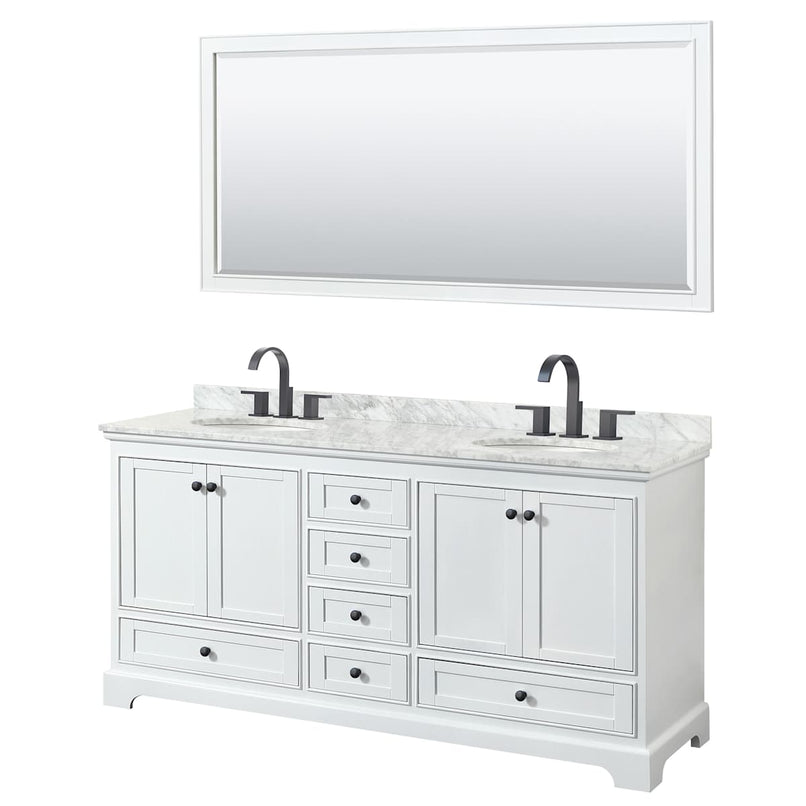Deborah 72" Free Standing Double Vanity Set with Wood Cabinet, Marble Vanity Top, and Framed Mirror - image 11