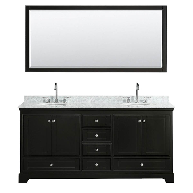 Deborah 72" Free Standing Double Vanity Set with Wood Cabinet, Marble Vanity Top, and Framed Mirror - image 14