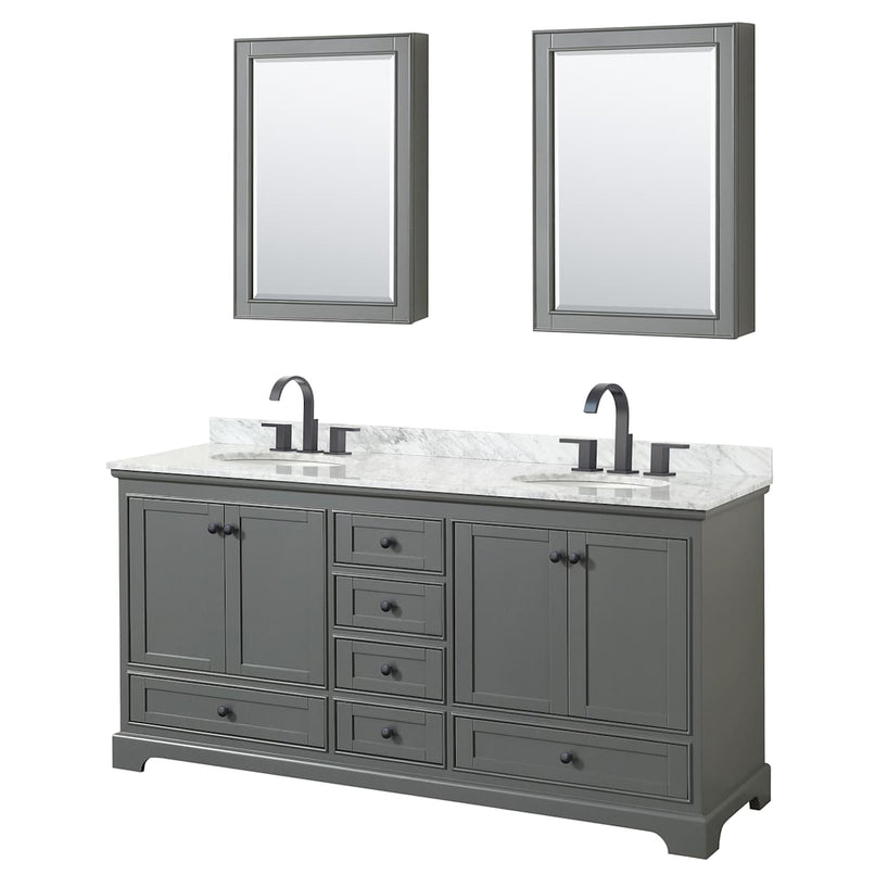 Deborah 72" Free Standing Double Vanity Set with Wood Cabinet, Marble Vanity Top, and Medicine Cabinet - image 2