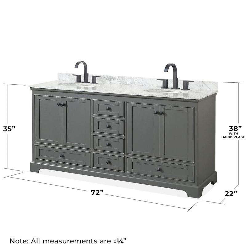 Deborah 72" Free Standing Double Vanity Set with Wood Cabinet, Marble Vanity Top, and Medicine Cabinet - image 7